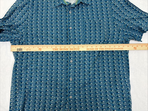 Nat Nast Camicia Lusso Relaxed 100% Seta Manica Corta Geometrica Loch Blu Uomo XXL - Foto 4 di 7