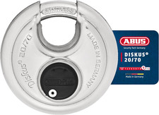 ABUS Diskus 20/70 Heavy Duty Stainless Steel Disk Padlock - Rustproof Storage Lo