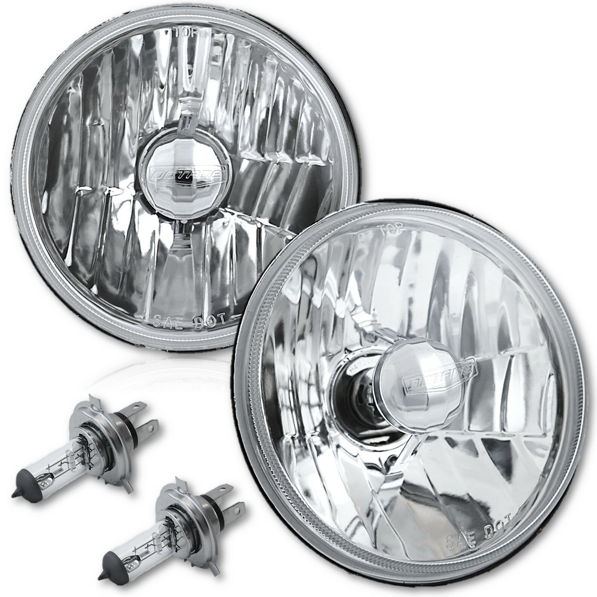 5-3/4 Crystal Clear Halogen Headlight Metal Headlamp Hi Beam 60w