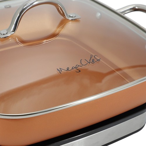 Non-Stick Electric Fry Pan 1400W Copper Coating Easy Cleanup Adjustable Temp - Picture 4 of 5