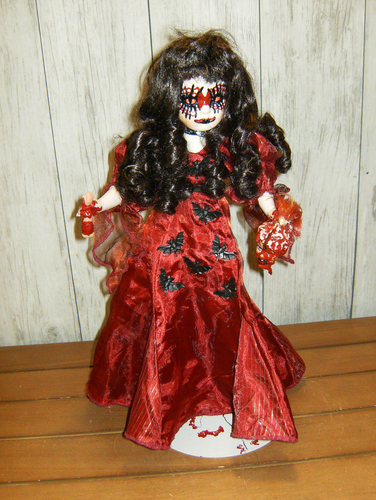 Creepy 15" Doll Blood Holding Head w/ Stand Halloween