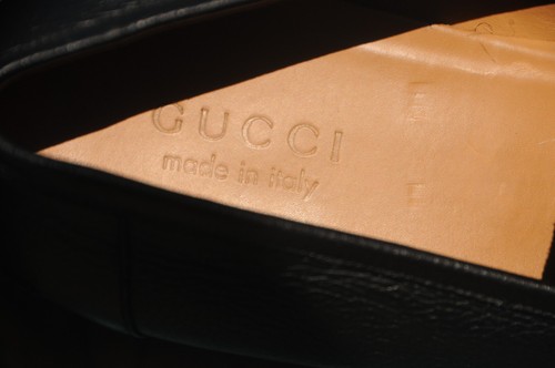 GUCCI man's silver horse bit  black  leather Loafers shoes brand Size 14.5 D - Picture 16 of 19