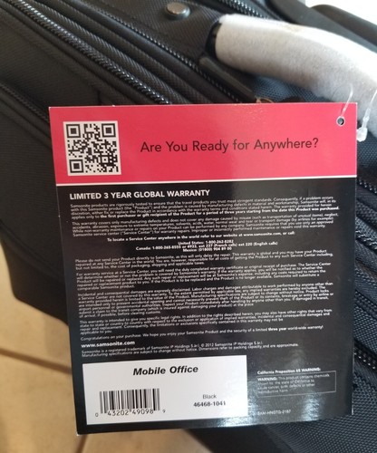 Samsonite schwarz Mobile Office Notebook Tasche, passend für 17,3 Laptop, NEU - Bild 3 von 6