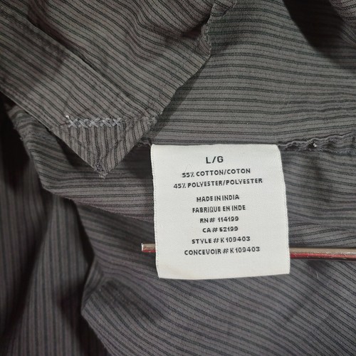 Camisa de vestir gris con botones manga larga grande a rayas Quiksilver para hombre - Imagen 19 de 20