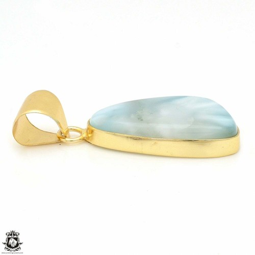 Larimar 24K Gold Plated Pendant 3mm Snake Chain GPH517 - Picture 5 of 10