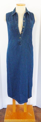 Vtg 90s Premier International Women’s Blue Denim Sleeveless  Maxi Dress Size 12 - Picture 6 of 11