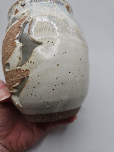 Stone Penland Pottery Maple Leaf Luminary Art Pottery Vase - Picture 10 of 10