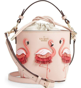 Details About Kate Spade Flamingo Pippa Drawstring By The Pool Bucket Bag