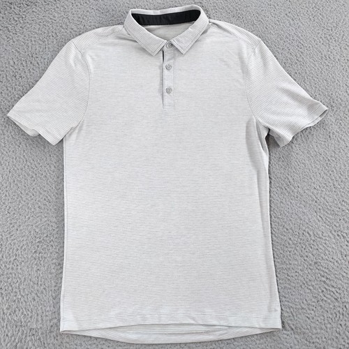 Lululemon Polo Shirt Mens Small Gray Striped Performance Athletic Athleisure - Picture 3 of 23