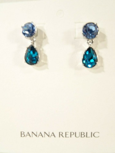 Banana Republic Women's Bold Blue Crystal Two Tier Necklace Earrings Set NWT 86 - Picture 6 of 12