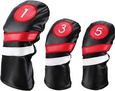Golf Head Covers Set 1 3 5 Pu Leather Waterproof With Plush Lining