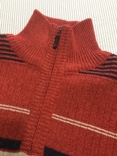 Pronti Collection by Phita Sweater Men 4XL 1/4 Zip Orange Striped Preppy Heavy - Picture 7 of 14
