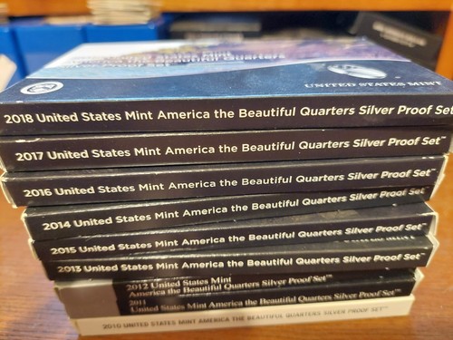 2010 - 2018 Lot of ATB Silver Proof Quarters - 45 coins - Box & COA