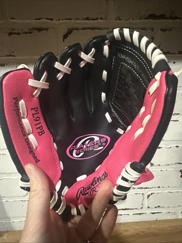 Rawlings Girls T Ball For Lefty 9 Inch Glove Players Series PL91PB Pink Black - Picture 4 of 5