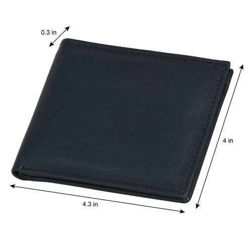 Billetera doble plegable de cuero genuino liso para hombre Leatherboss se adapta al bolsillo delantero trasero - Imagen 4 de 6