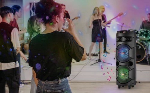 6000W Bluetooth Speaker Portable Dual Sub Woofer Heavy Bass Party DJ System Mic - Picture 8 of 32