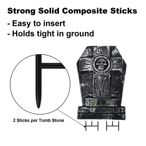 Halloween Decorations Foam RIP Tombstones Graveyard Headstone Decor with Stakes - Picture 12 of 32