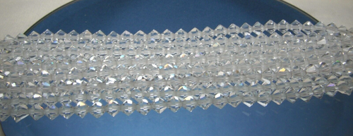 Collar facetado bi cono cuentas de cristal transparente 3 hilos broche de caja vintage - Imagen 3 de 17