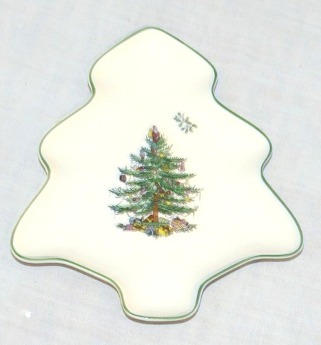 Árbol de Navidad Spode CUATRO platos en forma de árbol de 7,1/4 pulgadas S3324 - Imagen 2 de 3