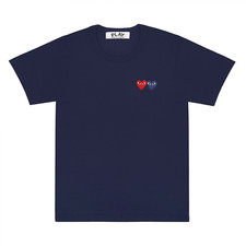 COMME DES GARCONS CDG PLAY DOUBLE HEART EYE LOGO T-SHIRT SIZE SMALL NAVY COLOR