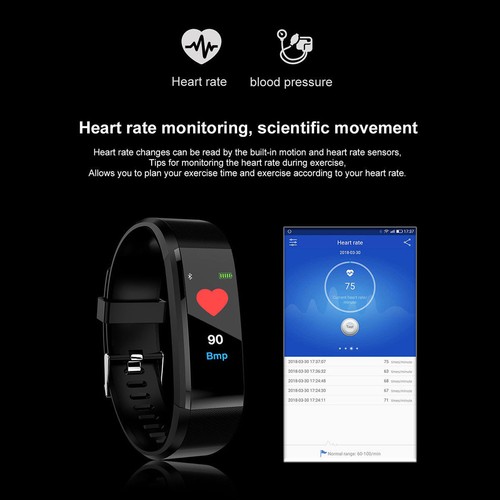 Bluetooth Smart Bracelet Wristband Sport Watch Heart Rate Blood Pressure Monitor - Zdjęcie 4 z 17