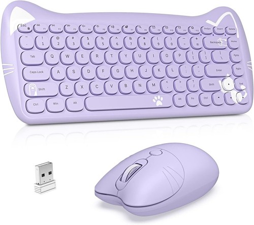 AJAZZ A3060 2.4G Wireless Retro Cute Cat Keyboard&Mouse Set,84 Keys,for Mac PC - Picture 17 of 17