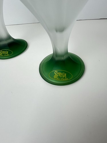 PAIR/2 ITALIAN VTG STREGA ICE CREAM FROSTED GLASS CUPS FANCY TULIP - Picture 3 of 6