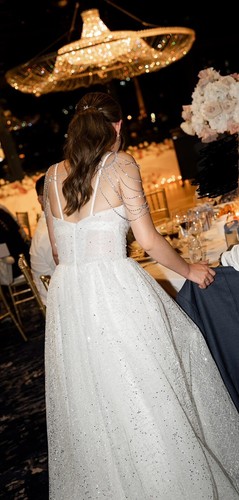 A-line Ball Gown Glitter Lace Wedding dress size 4-6 - Picture 3 of 9