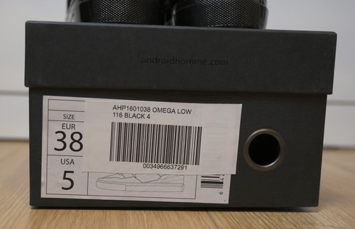 Android Homme Omega Low Sneakers size UK5/EU38 in Black Brand New with Box - Picture 8 of 8