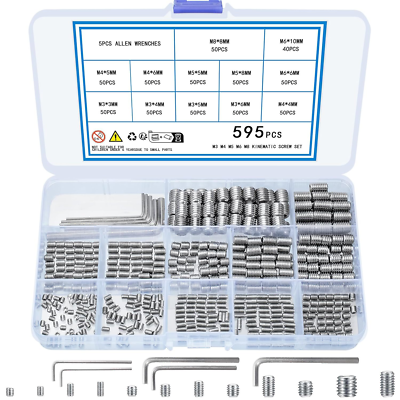 #ad #ad 595Pcs Set Screws Assortment Kit Allen Head Grub Screws M3 M4 M5 M6 Metric Hex $12.09