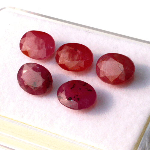 5 Pcs Mozambique Natural Ruby Untreated 9.8mm-10.3mm Oval Faceted Cut Gemstones - Picture 4 of 9