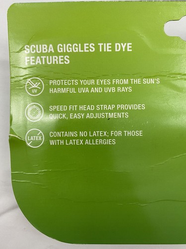 Speedo Kids Scuba Giggles Tie Dye Goggle Green UVA UVB SpeedFit No Latex Age 3-8 - Picture 5 of 6