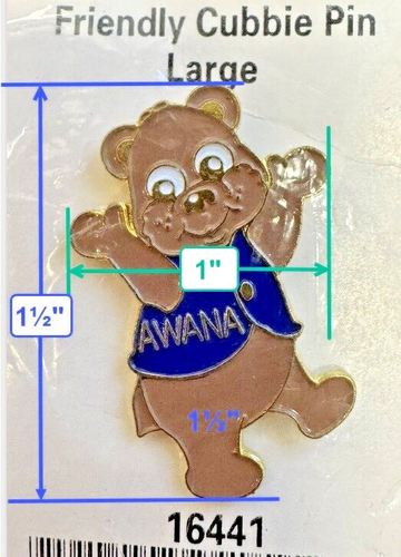 Vintage 90's AWANA Friendly Cubbie Pin Large Clutchback Pin 16441 - Bild 3 von 6