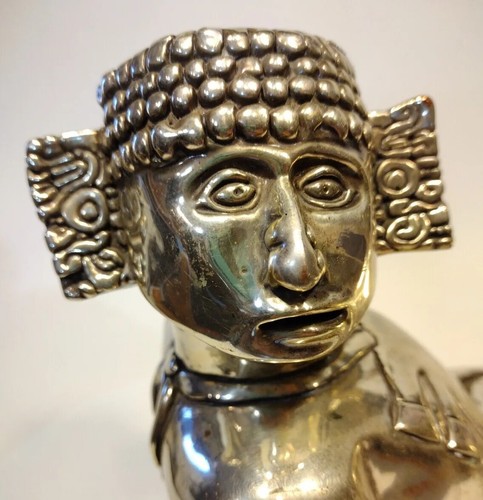 Maya Chac Mool Silber Figur 11,5" Mexico Javier Arenas Perez - Bild 14 von 19