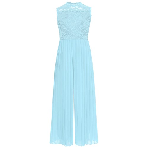 Girl Chiffon Jumpsuit High Waist Wide Leg Romper Floral Lace Outfit Tea Party - Picture 32 of 70
