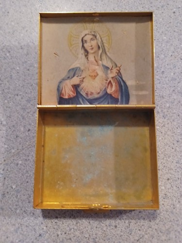 Vintage Virgin Mary & Jesus - Metal Pill Box / Necklace / Rosary Holder - Bild 6 von 20
