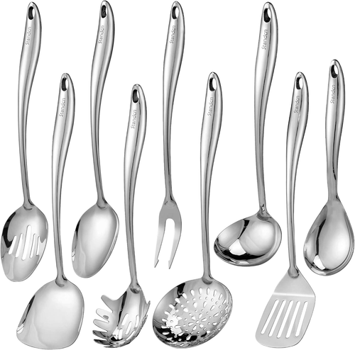 304 Stainless Steel Kitchen Utensil Set - 9 PCS Serving Utensils, Cooking Utensi - Picture 10 of 12