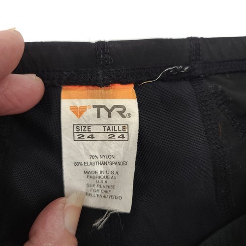 TYR Fina Boys Sz 24 Black Stretch Drawstring Compression Swim Shorts 10" Waist - Picture 15 of 18