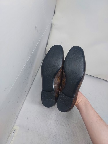 Louis Vuitton LV Monogram Brown Flat WOMENS Loafer Size EU 38 US 8 WOMENS - Picture 2 of 11