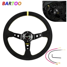 14inch 345mm Deep Dish 93mm Drifting Racing Steering Wheel Suede Leather