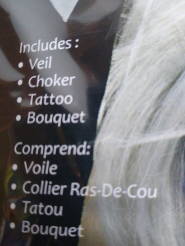 Skeleton Bride Instant Adult Costume Kit-Veil,Choker,Tattoo and Bouquet  - Picture 3 of 3