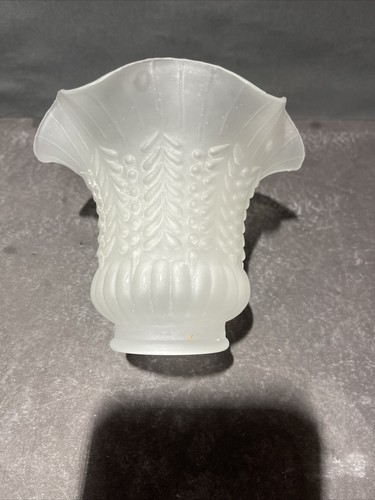 Vintage mattiertes Glas gerüschter Schirm Kegel, Kronleuchter, Anhänger, Welle 2"" Monteur - Bild 9 von 16