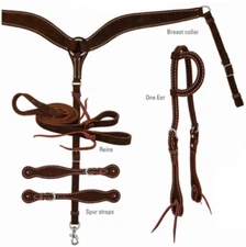 Chocolate Rough out leather ONE EAR TACK SET Headstall Breast collar & more