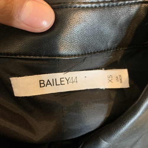 Bailey 44 Dress Womens XS Extra Small Black Faux Leather Snap Button Collar Mini - Picture 7 of 11