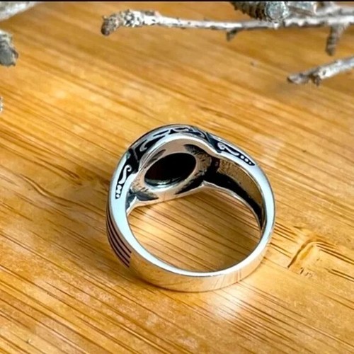 Black Onyx Men’s Rings, Handmade 925 Sterling Silver MULTI-SIZES Turkish Rings - Picture 11 of 11
