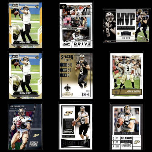 Drew Brees Lot 9 Football Cards New Orleans Saints Panini Prizm Insert Parallel - Bild 1 von 11
