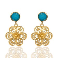 18K Gold Plated Turquoise 925 Sterling Silver Wedding Gifts for Bride Jewelry