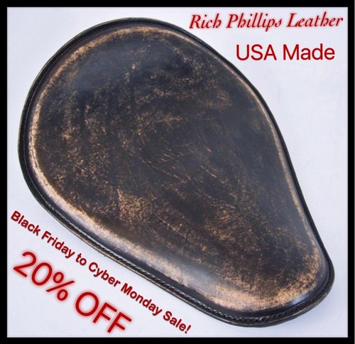 Black Friday Cyber Monday Rich Phillips Leather Spring Solo Motorcycle Bobber - Bild 1 von 10
