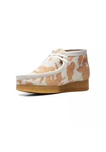 Clarks Originals Ladies WALLABEE BOOT Tan Cow Print Pony Hair Ankle Boot UK 5 D - Picture 4 of 10