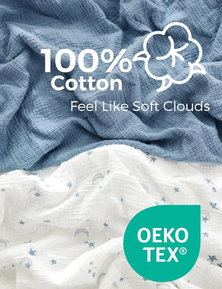 Стандартные муслиновые простыни для кроватки, 52 «X28», упаковка 2 шт., мягкие дышащие натуральные коттеджи - Изображение 3 из 4